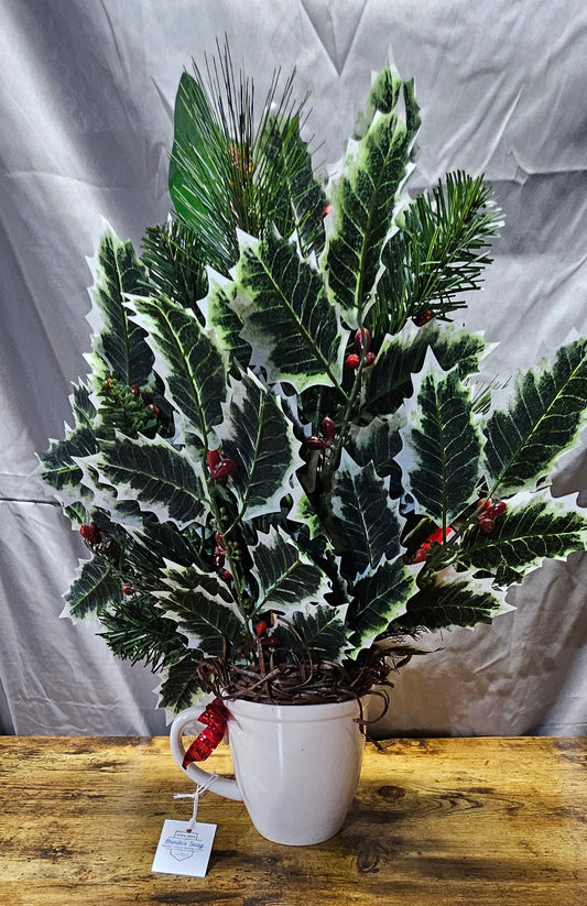 Highland Cow Christmas Floral Arrangement