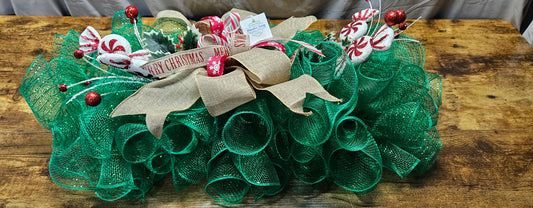 Peppermint Candy Deco Mesh Swag/Centerpiece