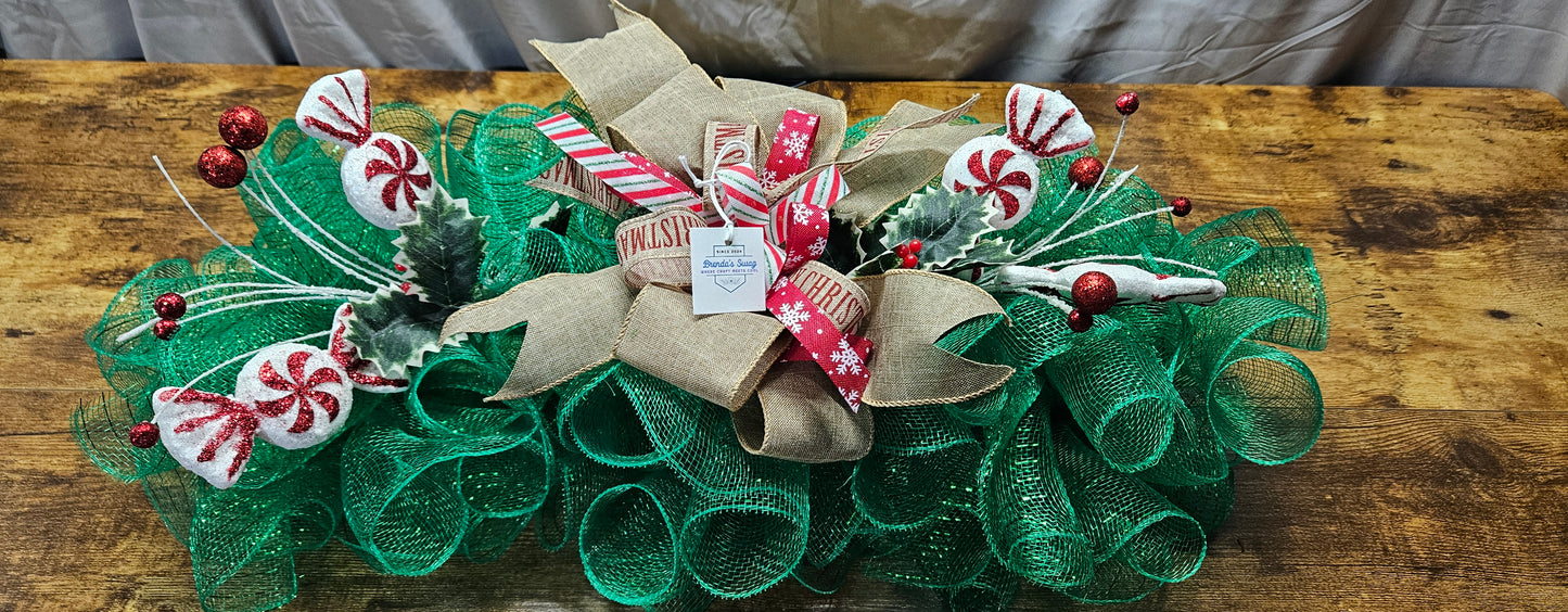 Peppermint Candy Deco Mesh Swag/Centerpiece