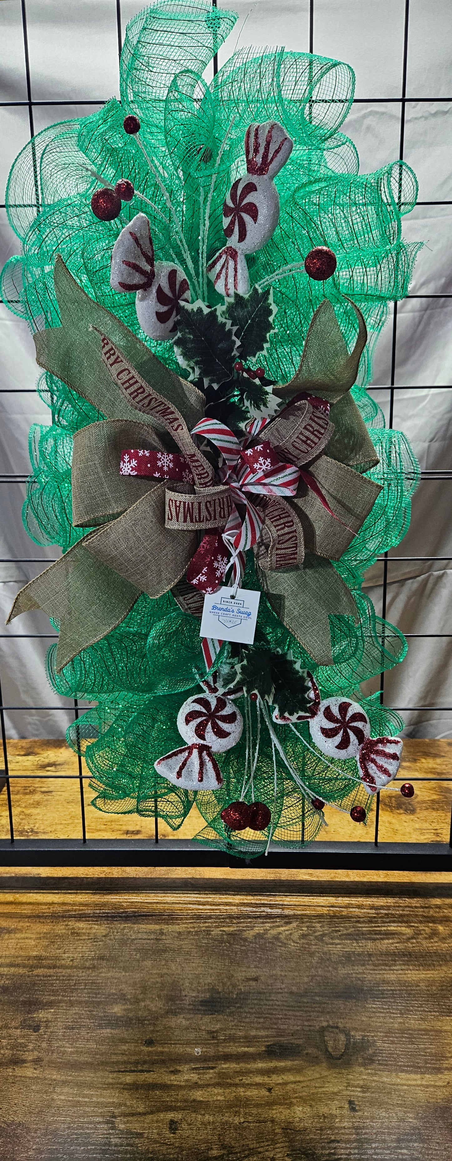 Peppermint Candy Deco Mesh Swag/Centerpiece