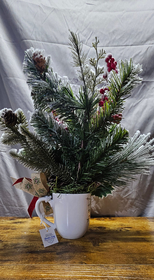 Holly and Pine Christmas Floral Arrangement