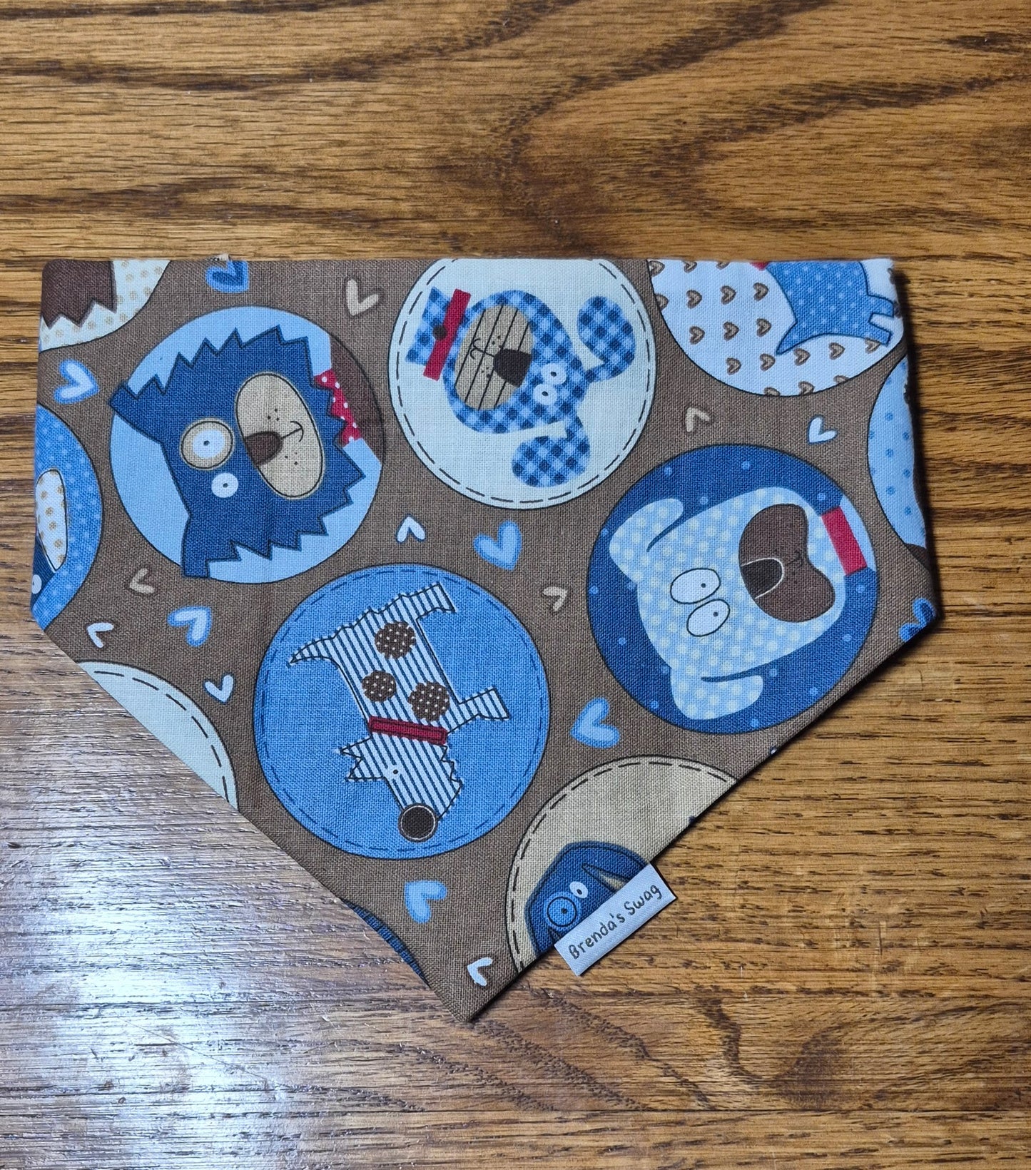 Blue Dogs/Large Check Reversible Pet Bandana