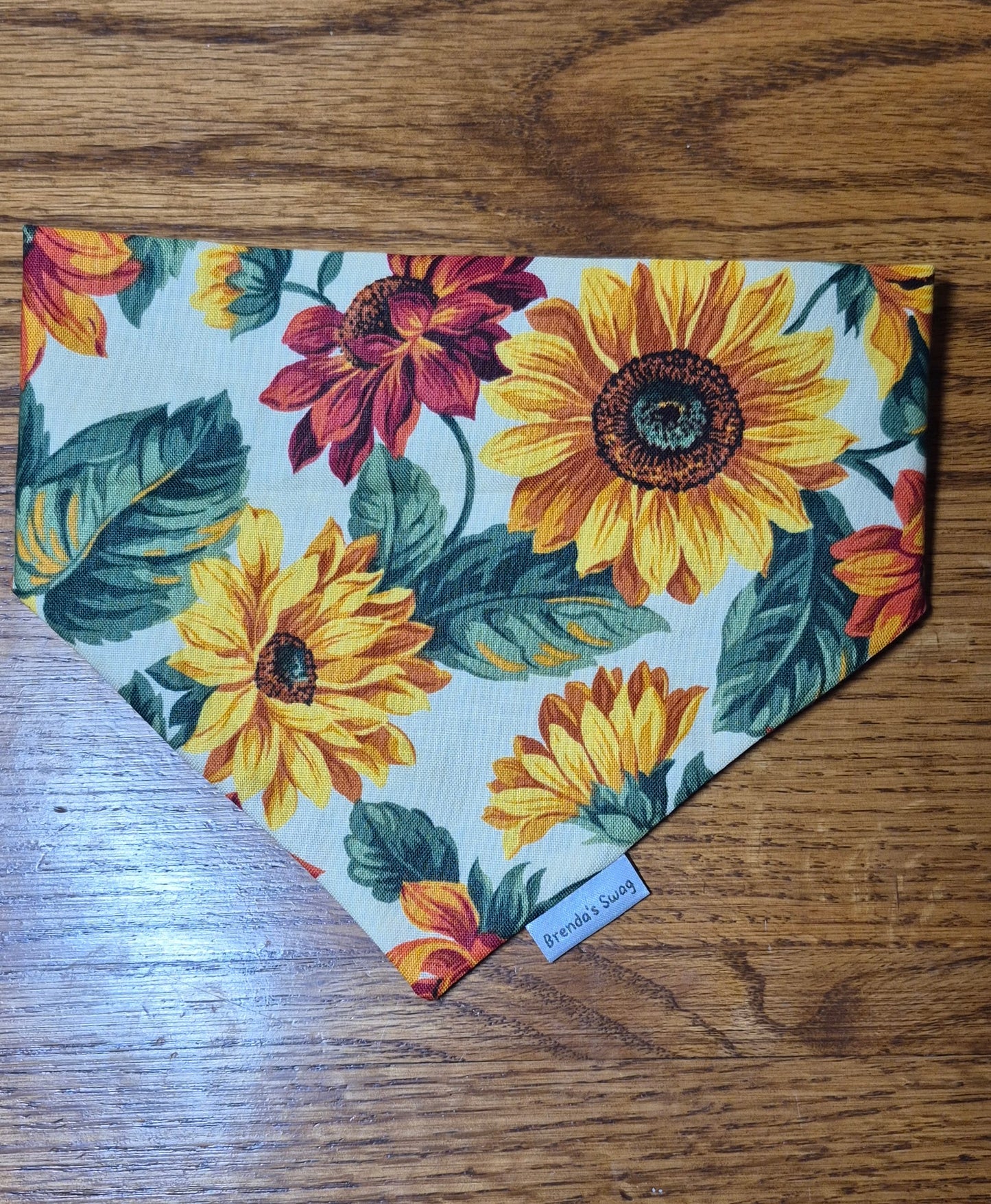 Sunflowers/Sage Green Polka Dot Reversible Pet Bandana