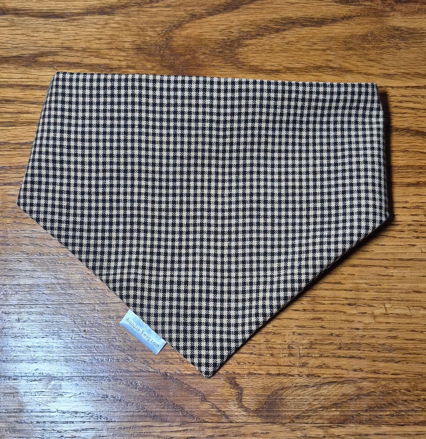 Tan Paisley/Small Check Reversible Pet Bandana